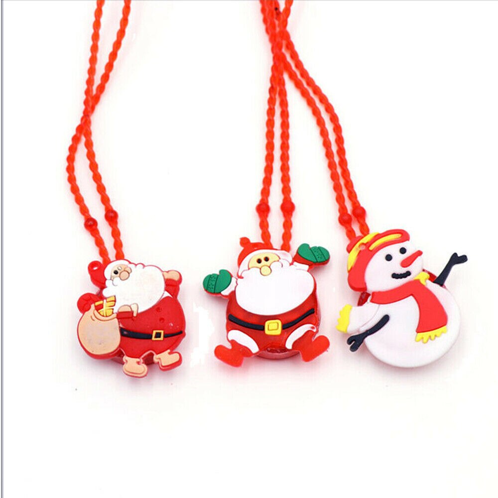 Led ljus jultomten halsband hänge jul unge barn halsband ornament glöd part leveranser