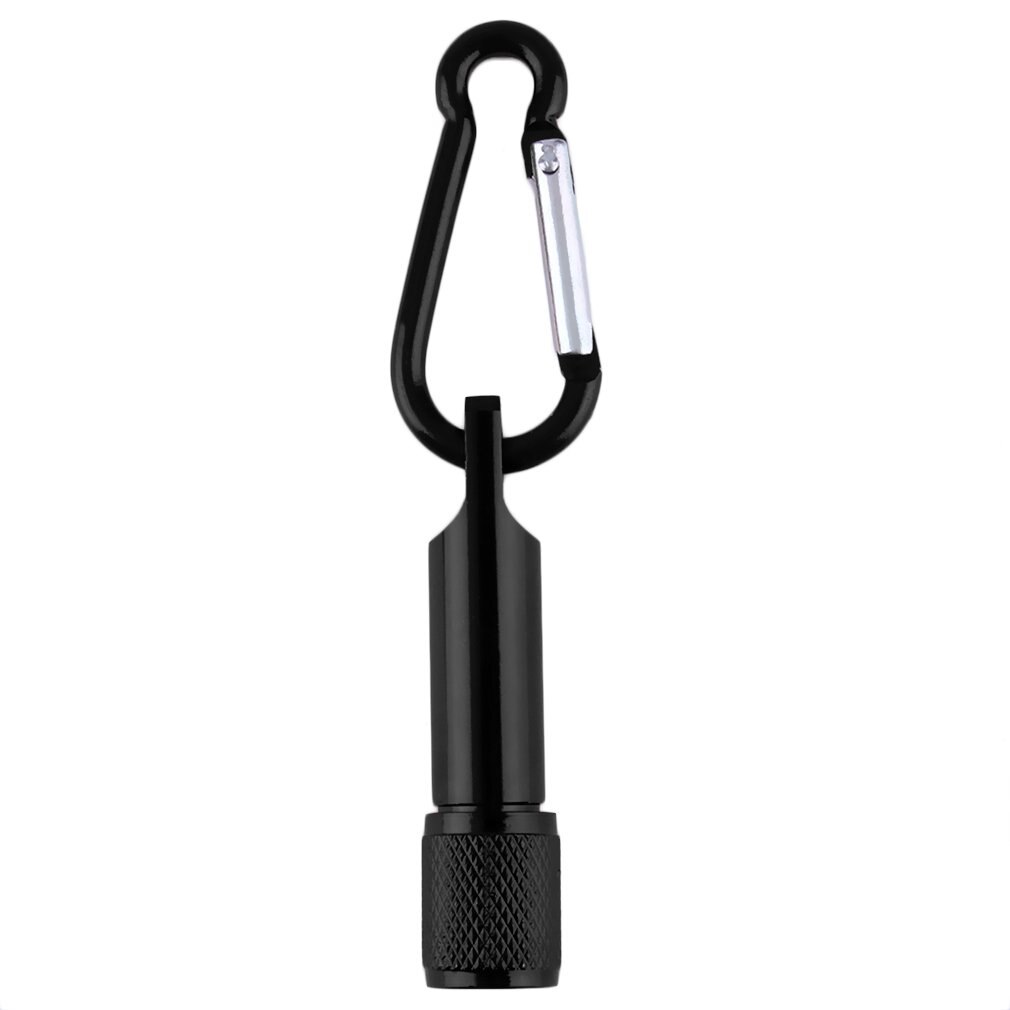 Mini linterna de luz LED portátil, llavero de aluminio, mosquetón, gancho, lámpara, 5 LED: Negro