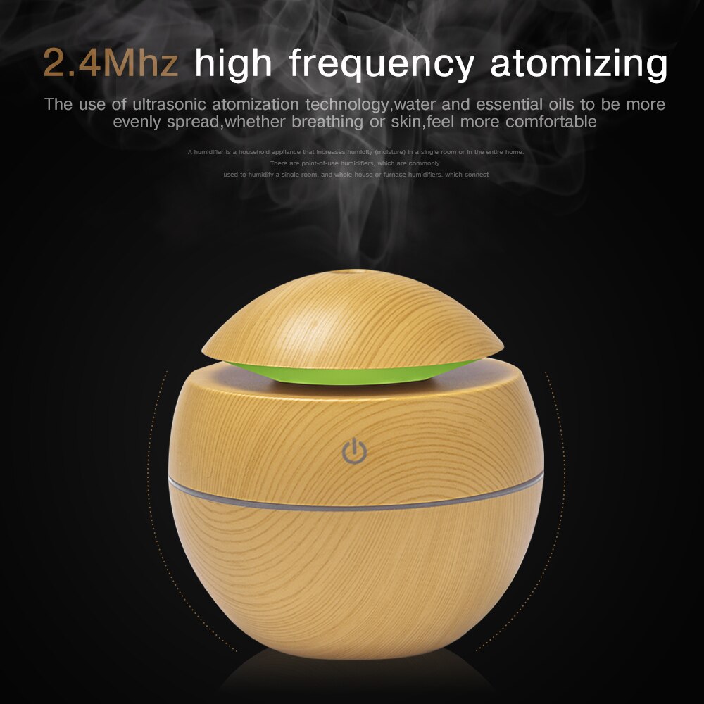 USB Aroma Essential Oil Diffuser Ultrasonic Cool Mist Humidifier Air Purifier 7 Color Change LED Night light for Office Home