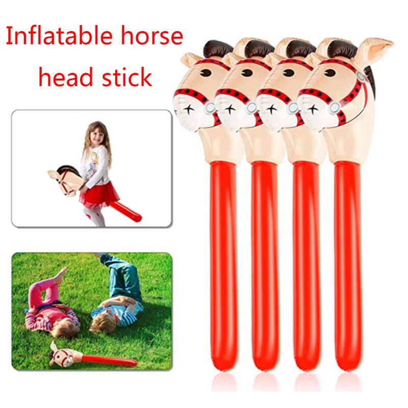 Opblaasbare Paard Hoofden Cowgirl Stok Pvc Ballon Outdoor Educatief Speelgoed Voor Kinderen Baby 'S Verjaardag Cadeaus