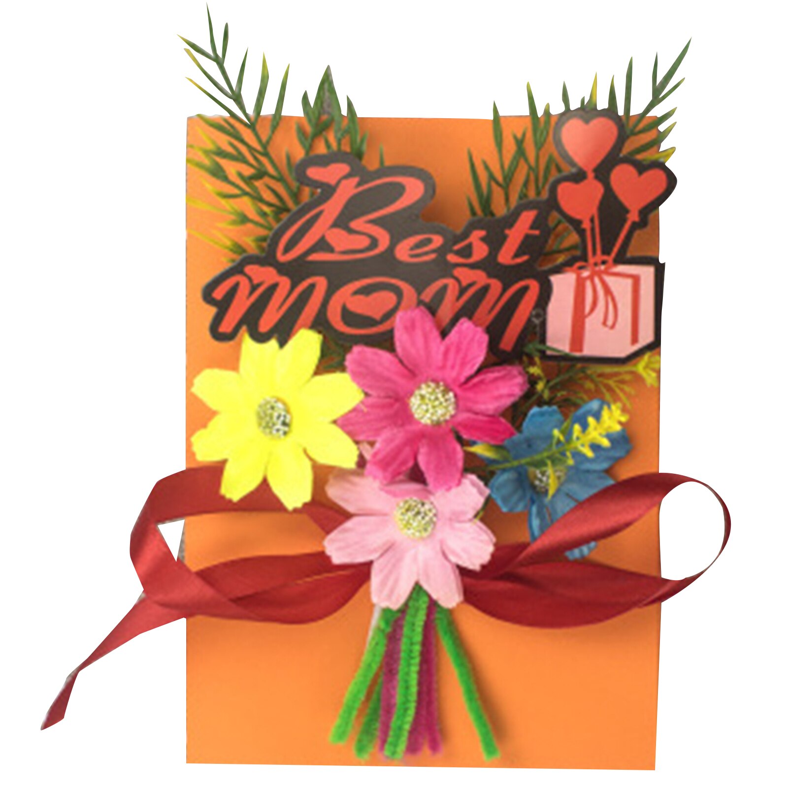 3D Greeting Card for Mother's Day DIY Flower Arrangment Card with Printed Letter Handmade Kit 21*15cm MOWA
