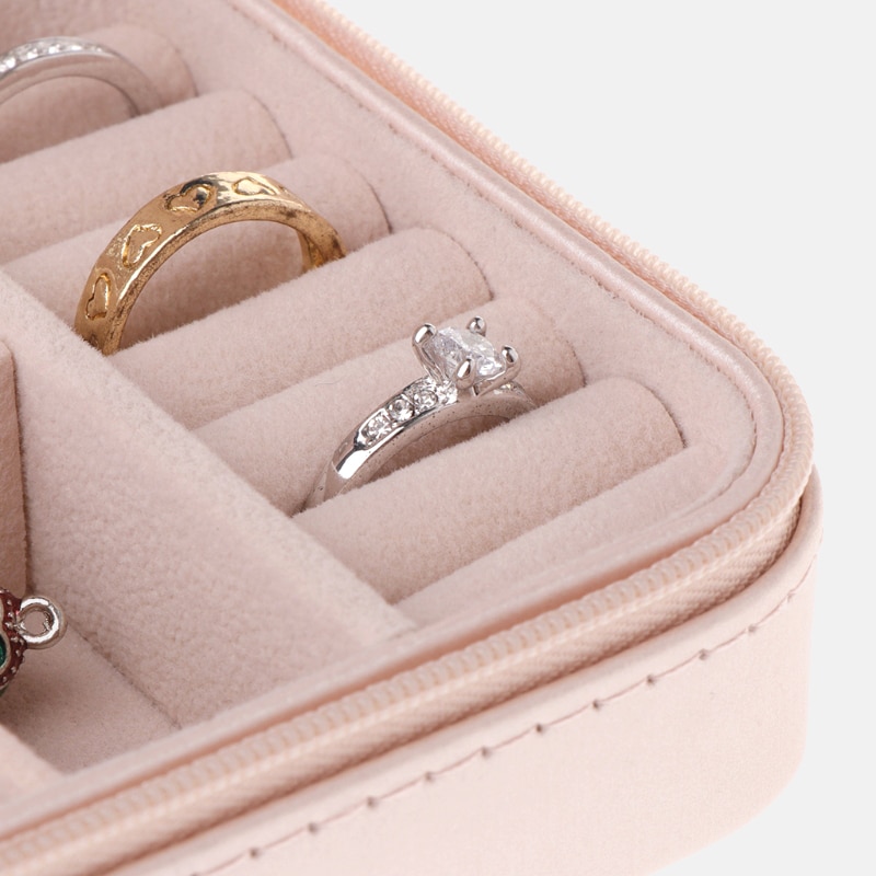 Small Size Jewelry Flip Cover Organizer Portable Cosmetic Leather Storage Display Travel Jewelry Case Boxes Jewelry Box Drawers