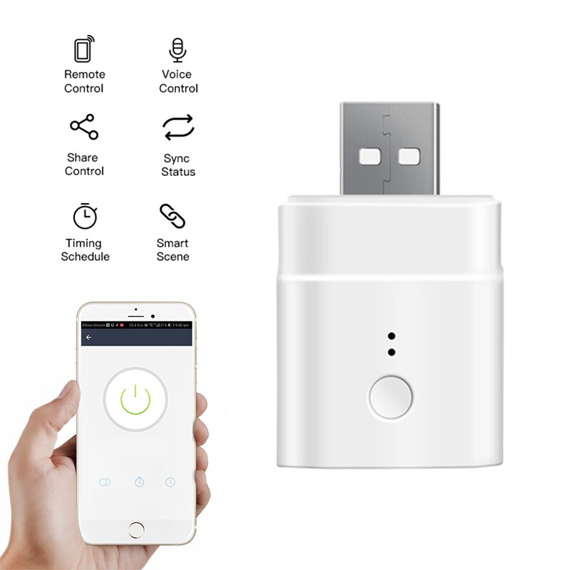 SONOFF – adaptateur intelligent USB sans fil Micro-5V, Module domotique intelligent Via télécommande Ewelink, fonctionne avec Alexa Google Home