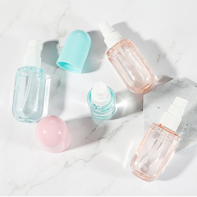 60ml resor tom sprayflaska plast atomizer liten mini tom påfyllningsbar parfym vatten sprayflaska sminkbehållare