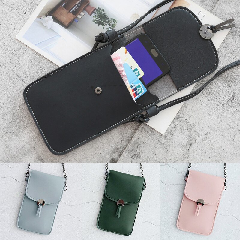 Touch Screen Transparent Cell Phone Purse Women Girls Small Leather Cross Body Handbag Mini Shoulder Bag Card Coin Wallet