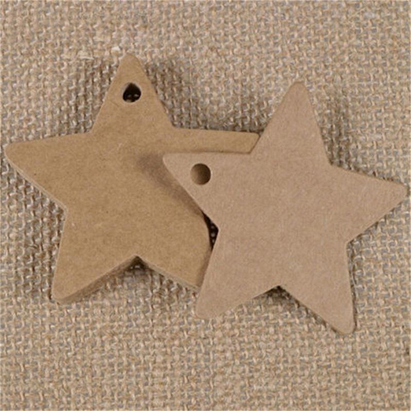 100pc stjerner kraftpapir etikett prislapper bryllup jul halloween fest favor kort bagasje stikkord emballasje etiketter 3 clour: Brun