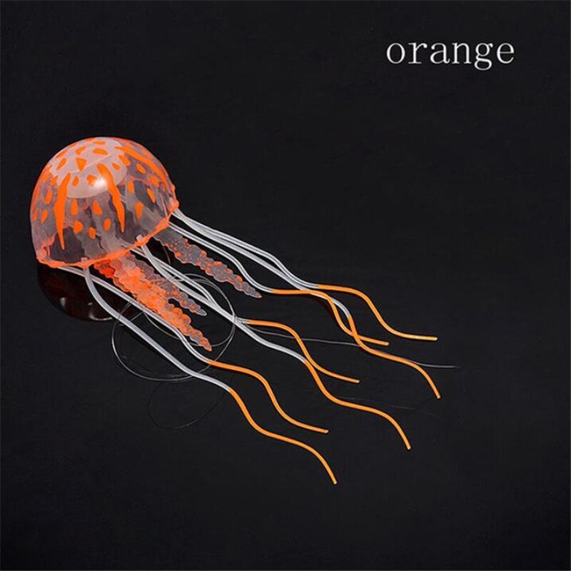 Kleurrijke Kunstmatige Gloeiende Effect Kwallen Aquarium Aquarium Decor Mini Submarine Ornament Decoratie Aquatic Dierbenodigdheden: Tran-Oranje