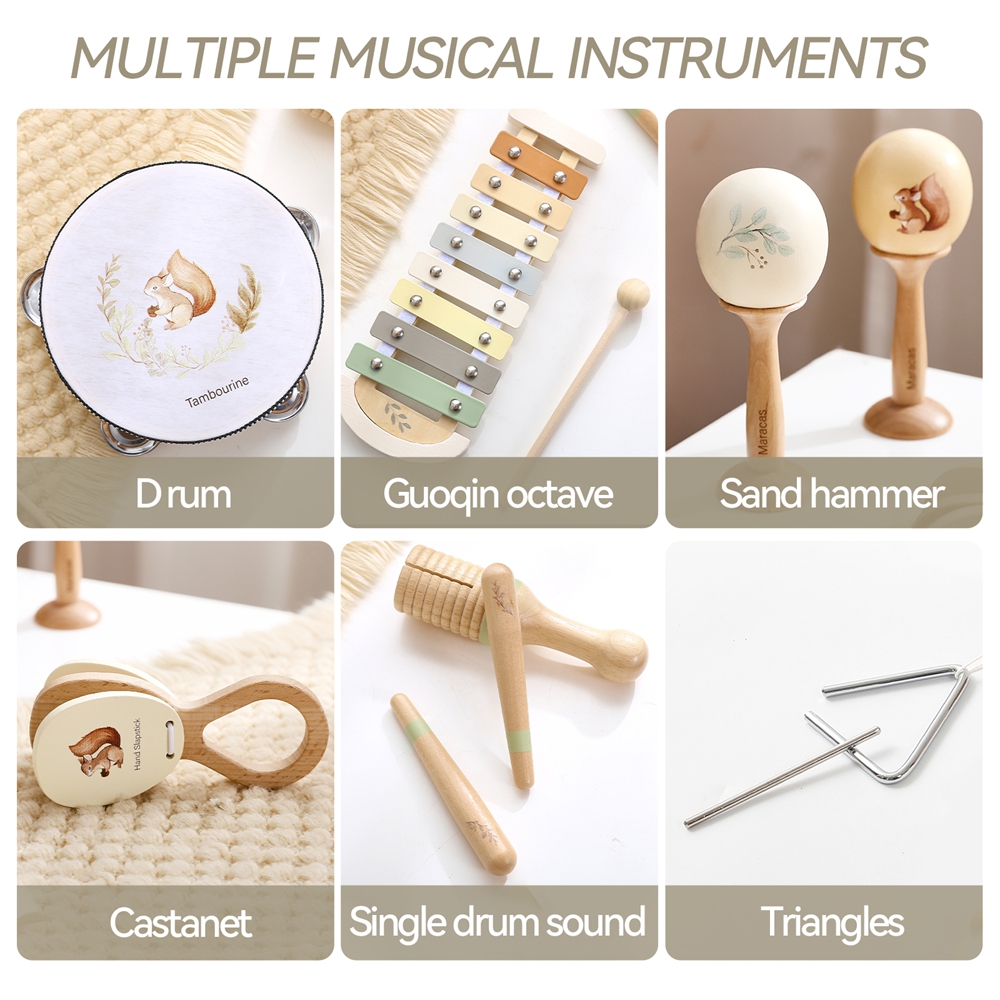Muziekinstrumenten Montessori Muziek Baby 0-12 Maanden Speelgoed Drum Xylofoon Kinderen Vroege Educatieve Houten Instrumenten Baby Speelgoed