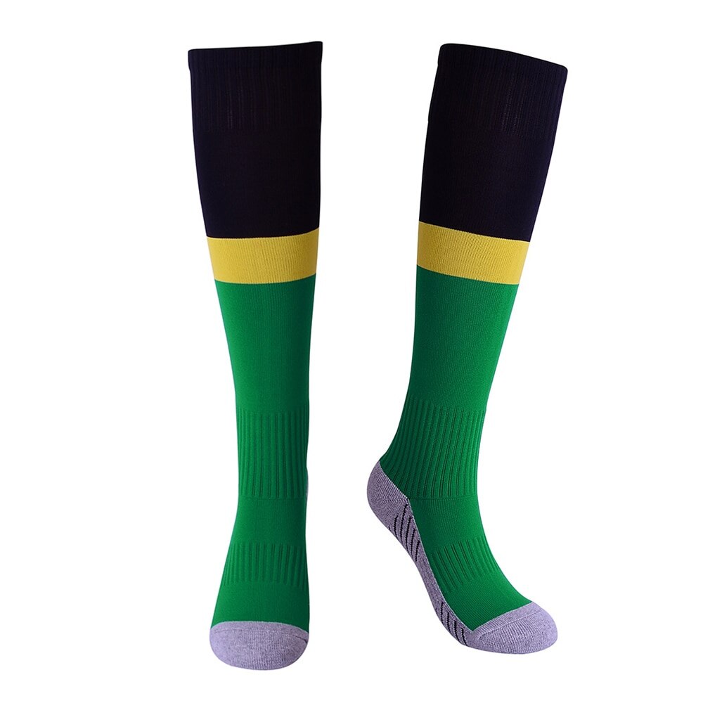 Høye elastiske sokker absorberende ungdomsfotballsokker leggbeskyttelse fotballsokker sport snowboard sykling ski fotballsokker