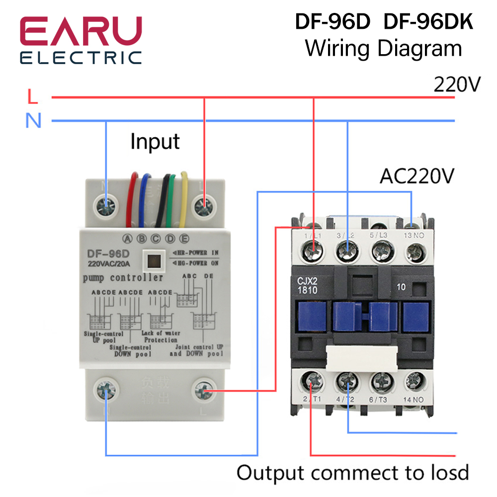 DF-96D DF-96DK Water Level Controller Switch 20A 220V Water Tank Liquid Level Detection Sensor Water Pump Controller 2M Wires