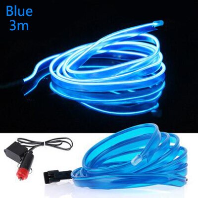 EL Draht Auto LED streifen licht für Neon- Party dekoration licht fahrrad tanzen lampe 12V wasserdicht USB streifen lampen innen flexibel: Blau-3m