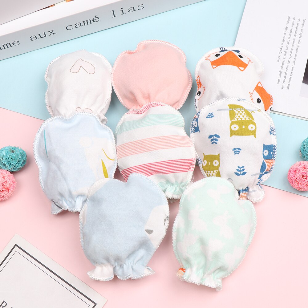 1 par ren bomull baby anti ripe hansker myke komfortable nyfødte hansker beskyttelse ansikt baby votter spedbarn tilbehør