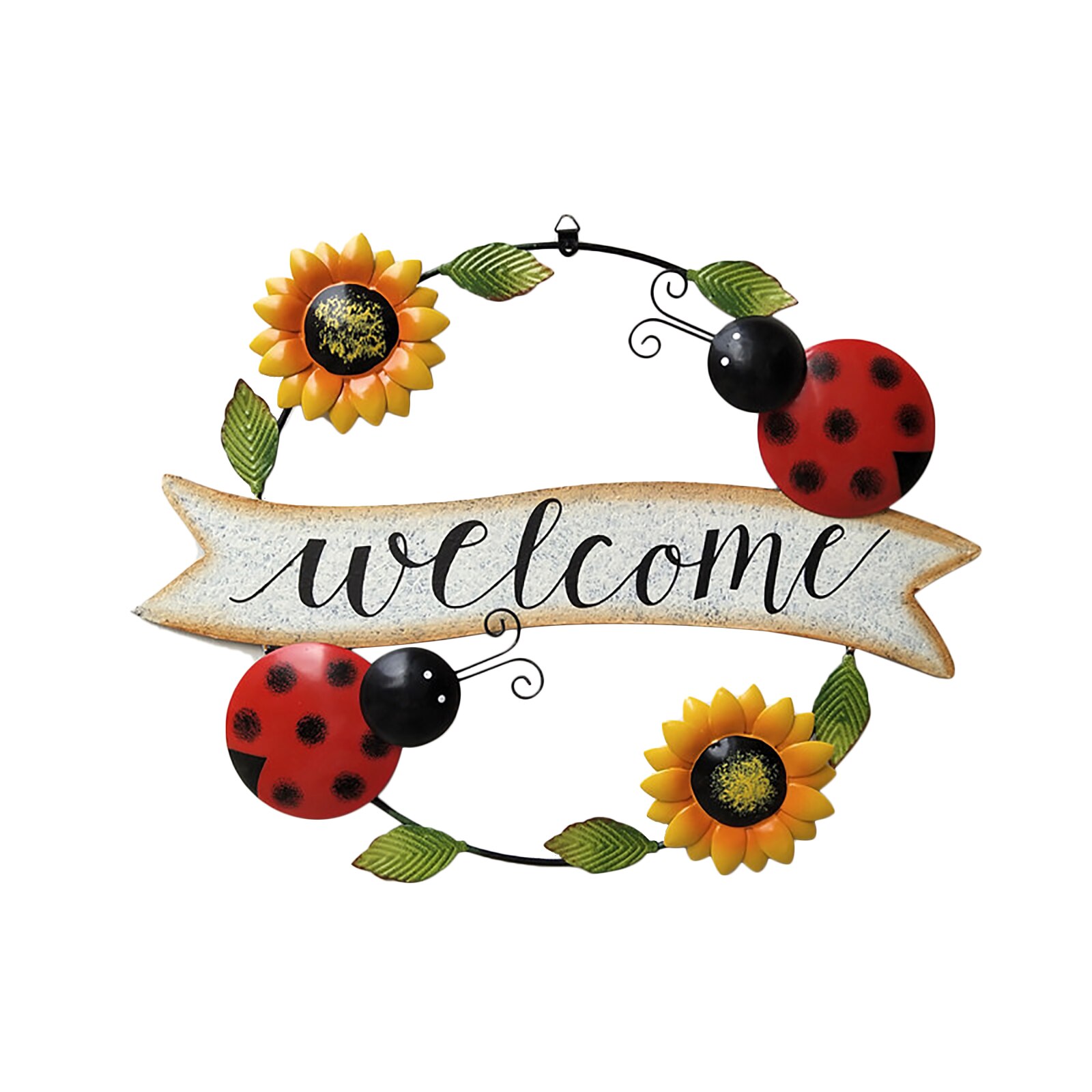 Teken Plaques Zonnebloem Welkom Little Bee Iron Ornamenten Muur Decoratie Thuis Gelieve Outdoor Krans Decoratieve Kleine Hanger: Rood