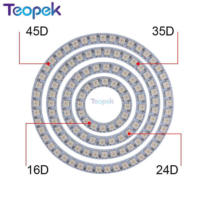 Led Pixel Ring WS2812B Addressable 8/16/24/35/45Leds 5050 RGB Led Diode Ring IC Built-in LED