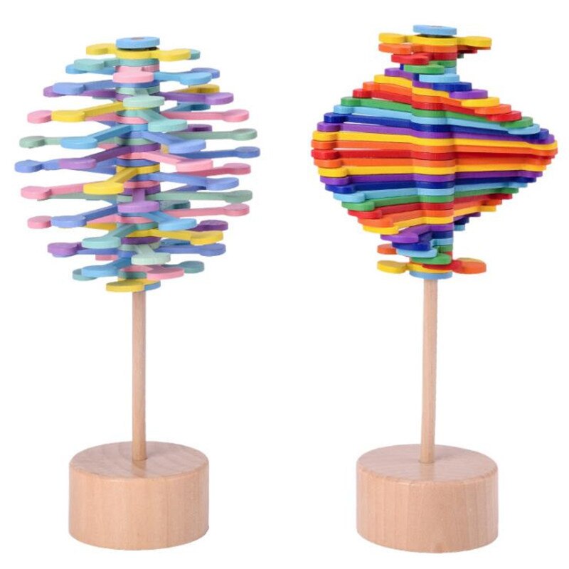 1 PC Fibonacci Sequence Wooden Toys Rotary Spin lollipop Toy Stress Relief bar Toys Funny Colorful Children Toy