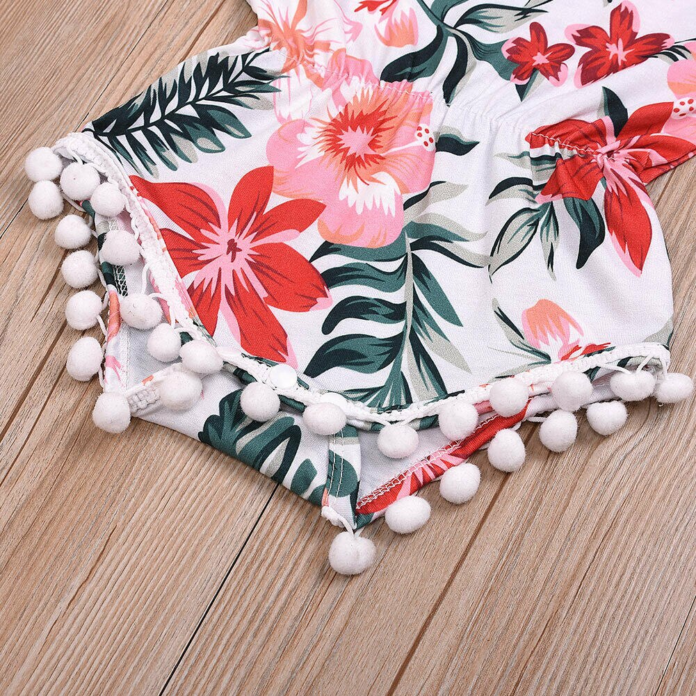 Mono sin mangas para niño pequeño, Niña y niño pequeño, diadema con estampado de flores y borla, atuendo, ropa, 2 uds.
