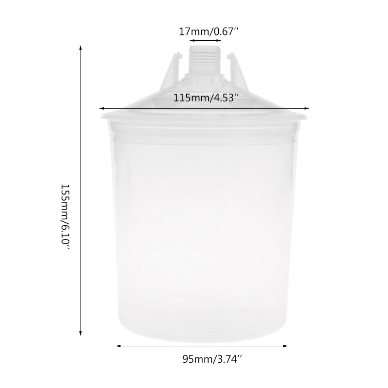 Transparent Plastic Paint Mixing Cups Inner Cup with Lid For Accurate Mixing Of Paint And Liquids 600ML School Laboratory Cups