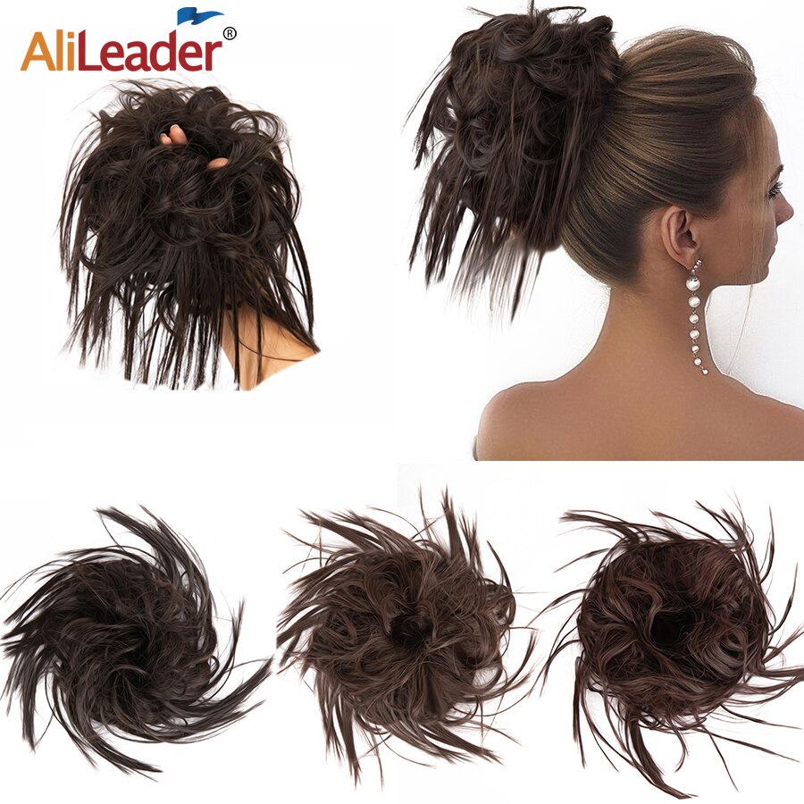 Alileader Synthetische Chignon Messy Knot Warrige Haarstukje 13 Kleur Elastische Band Chignon Synthetische Flexibele Haar Broodjes Voor Vrouwen