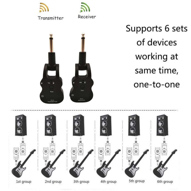Prise de guitare 2.4GHZ sans fil batterie au Lithium Rechargeable intégrée récepteur émetteur numérique prêt à l'emploi pour Guit électrique