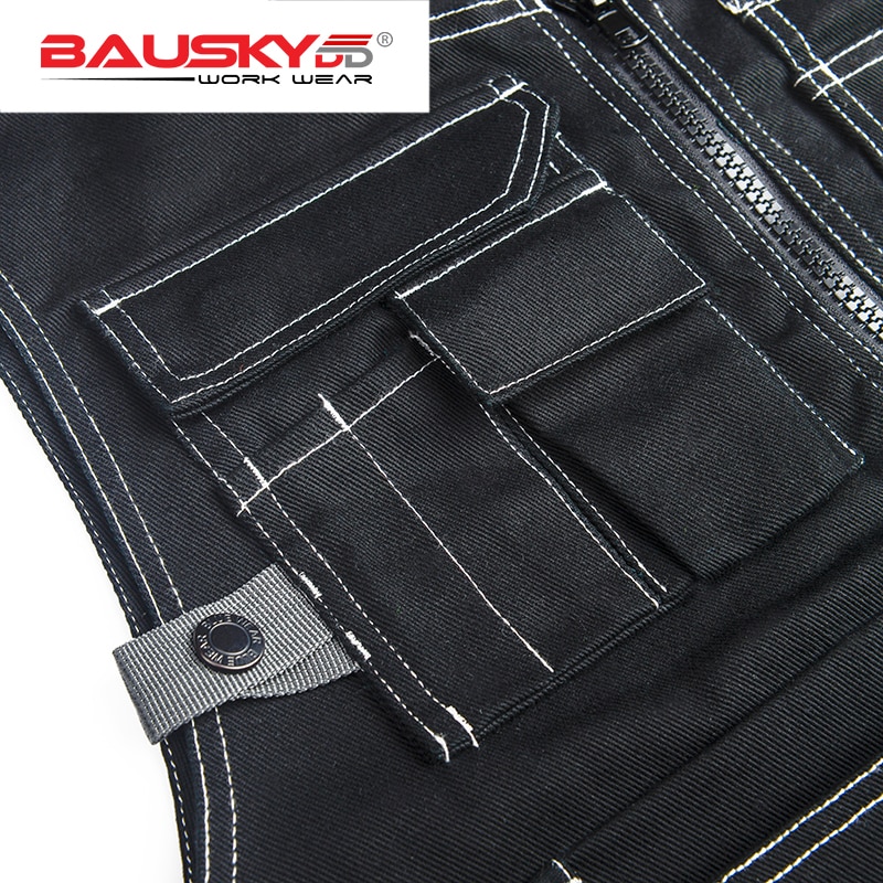 Bauskydd workwear 208 dark blue safety working clothes work vest multi tool pockets grey mens work clothes