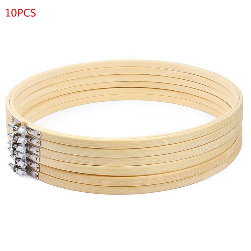 Juego de aros bordados de madera de bambú, Marco con forma de aro de 8 pulgadas, herramientas de costura para el hogar, 10/20 Uds.