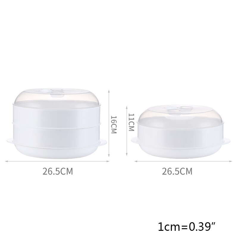 Round Single/Double Tier Food Steamer Box with Lid For Microwave Oven Kitchen Veggies Fish Cookware Environmental Box