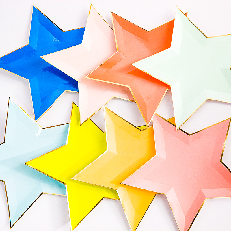 Wegwerp Servies Bruiloft Decoratie 8 Pcs/1 Pack Effen Kleur Vijfpuntige Ster Papier Lade Verjaardagsfeestje Decoraties kids