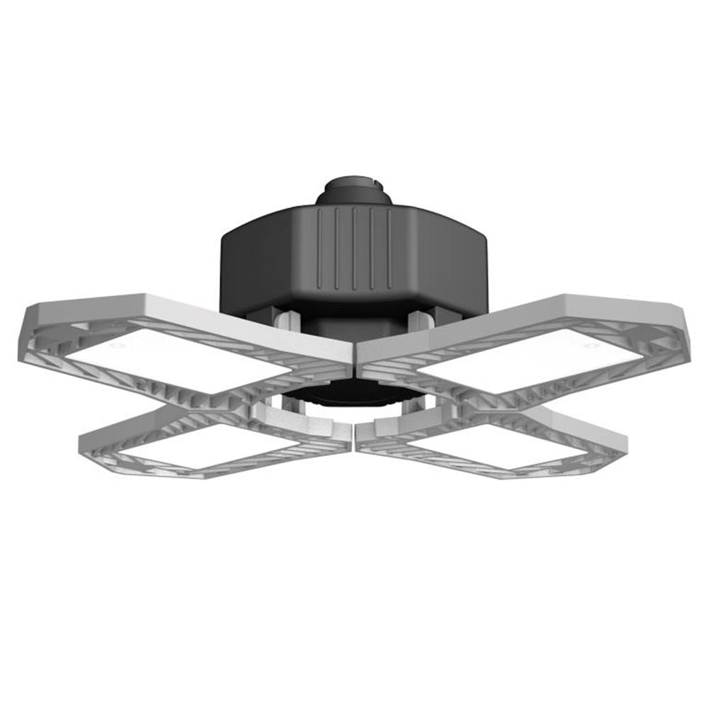 Luz LED para garaje, lámpara de garaje ajustable Deformable, 150W E27 /E26, luz de campana montaje alto superbrillante para Taller, iluminación Industrial: Black Silver 1pcs