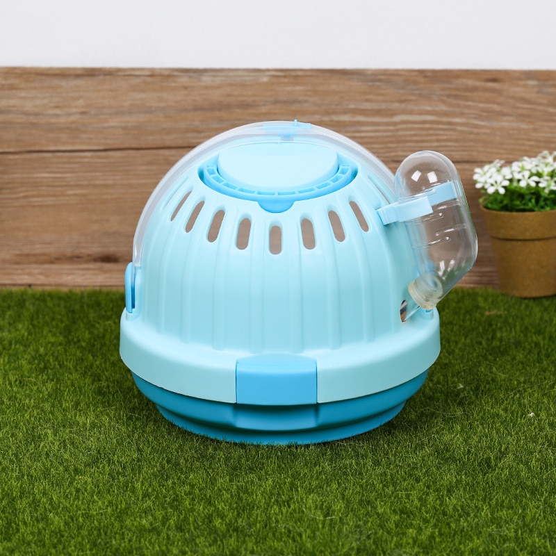 Jaula de plástico transpirable para hámster, jaula transparente con forma de ovni, casa de viaje, portátil, caja de transporte para mascotas pequeñas al aire libre, 1 ud.