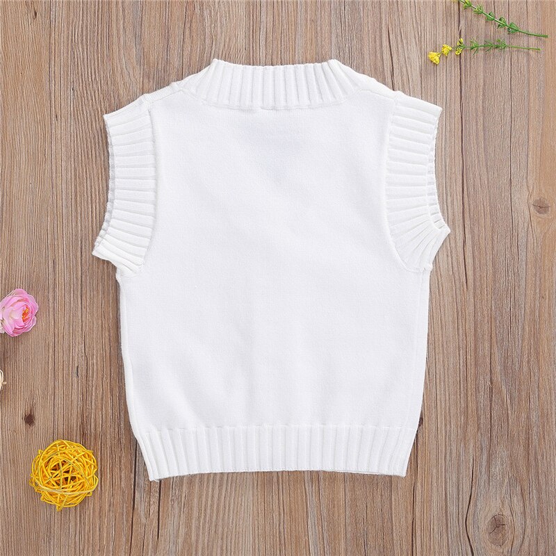 Solid Color Baby Boys Girls Vest Sleeveless V-neck Outerwear Autumn Kids Clothes Single row buttons Toddlers clothes