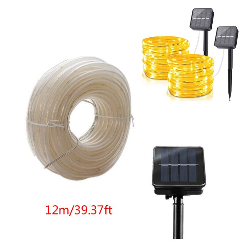 7m 12m 22m LED Solar Garden Light Rope String Lights Outdoor Solar Powered Strip X4YD