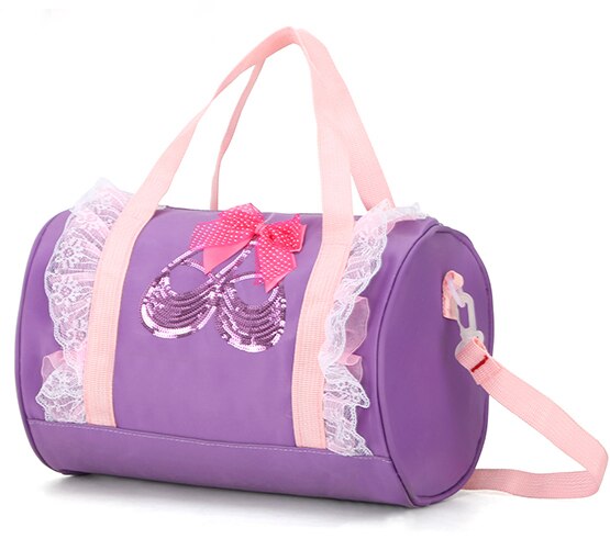 Purple Girls Embroidery Canvas Ballet Bag for Girls Pink Ballet Handbags for Children Ballet Shoes Shoulder Bag Kid Dancing Bags: Purple