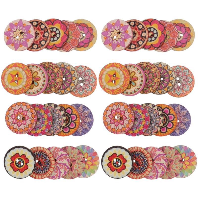 100pcs Exquisite Wooden Clothes Button DIY Decor Flower Button Accessory