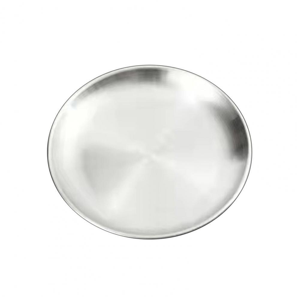 Useful Dinner Plate Unique Anti-corrosion 201 Stainless Steel Not Easily Deformed Dinner Plate:  Silver 17cm