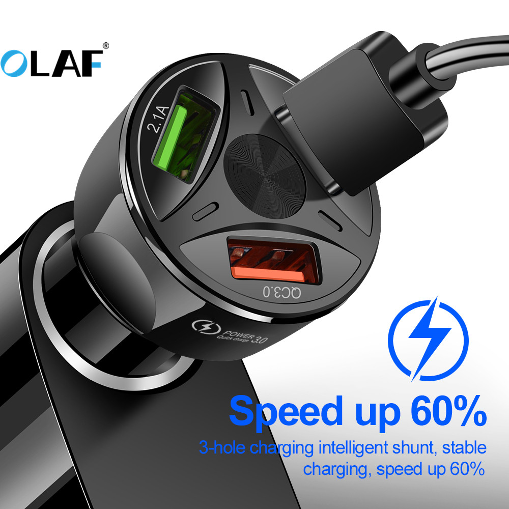 Olaf 35W Quick Charge 3.0 USB Auto Oplader Voor Xiao mi mi 9 A3 HUAWEI P30 PRO QC3.0 QC SNELLE USB C Auto Opladen Telefoon Oplader