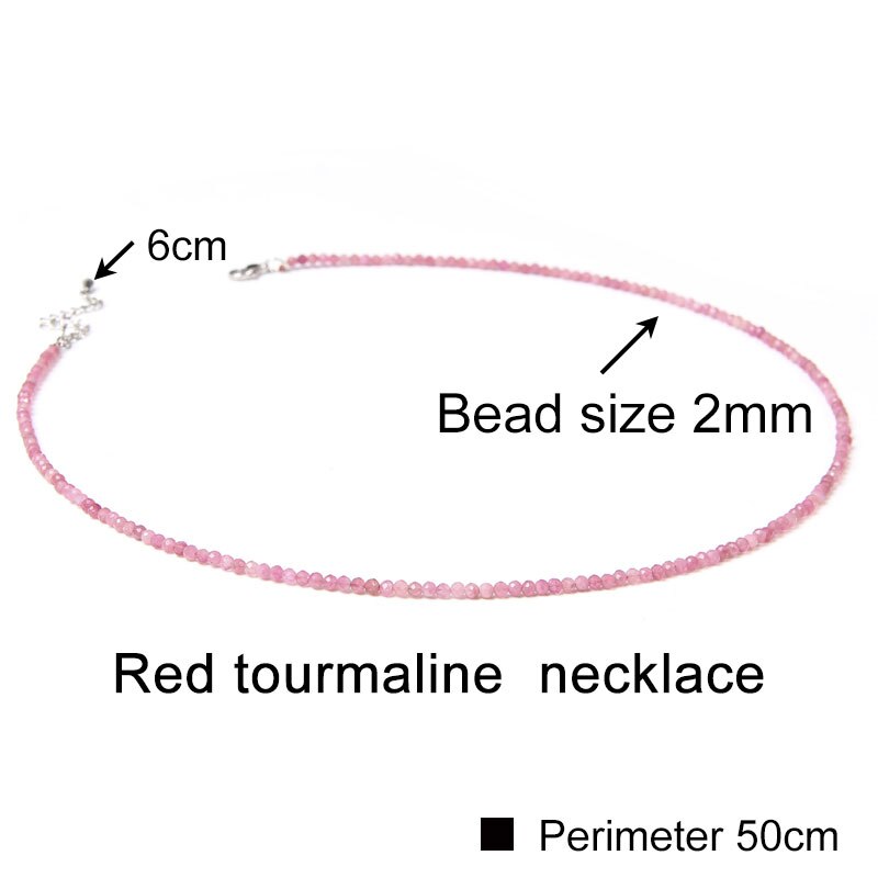 Collana di pietre preziose minimaliste piccole perle di cristallo sfaccettato collane girocolli acquamarina per donna uomo gioielli femminili regalo bohémien: Red Tourmaline