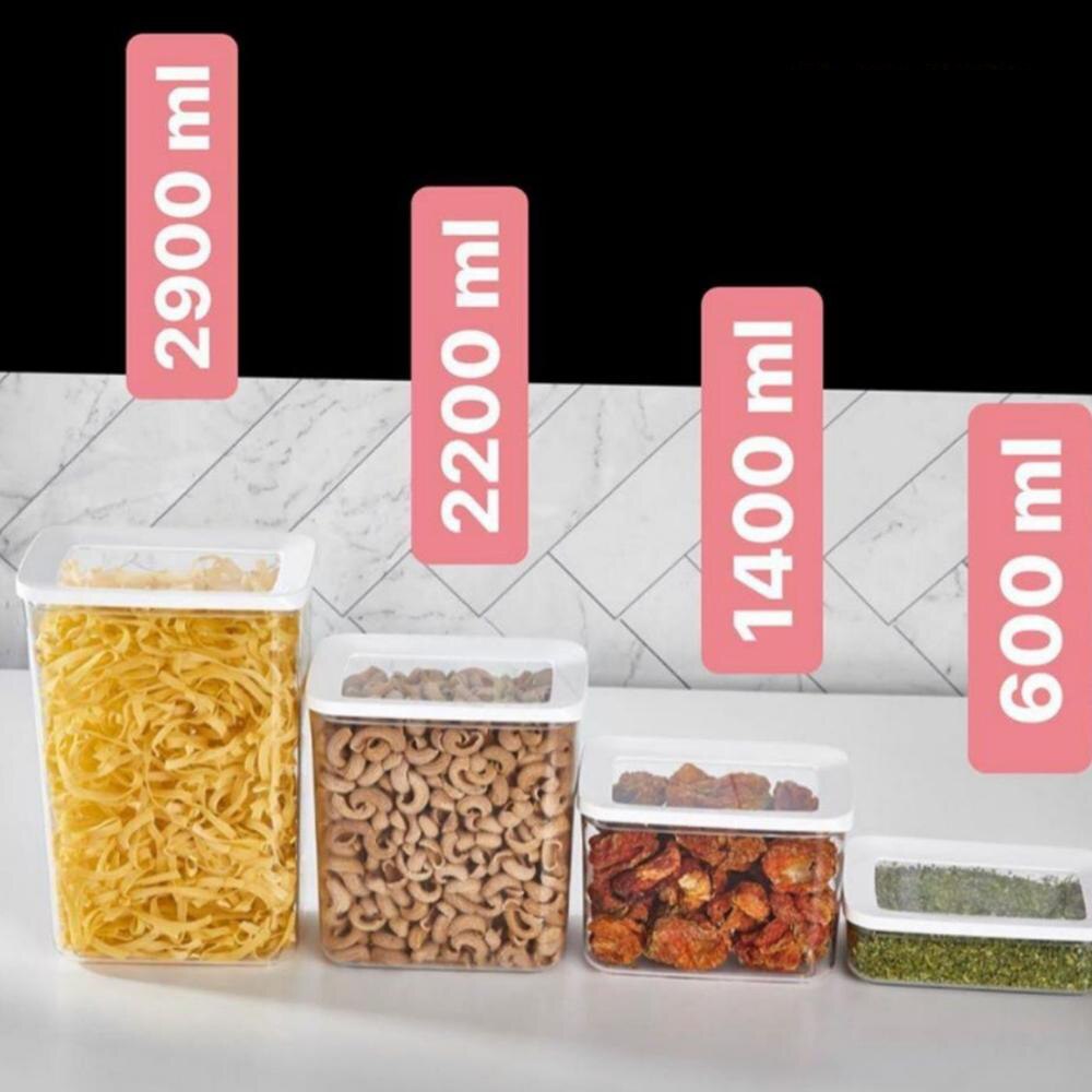 Contenedor de almacenamiento de cocina, refrigerador de cocina, caja de fideos, cereales, fruta seca, tanque de almacenamiento de aperitivos, tanque sellado transparente