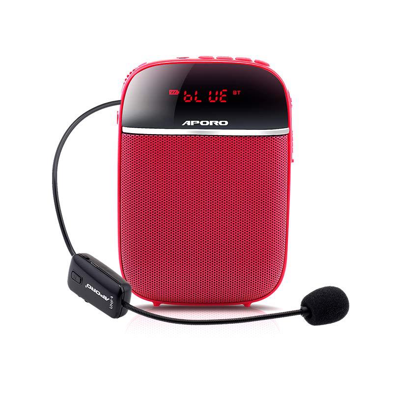 Trådløs bluetooth megafon bærbar 10w stemmeforstærker headset mikrofon mini bærbar musikafspiller til undervisning: Rød