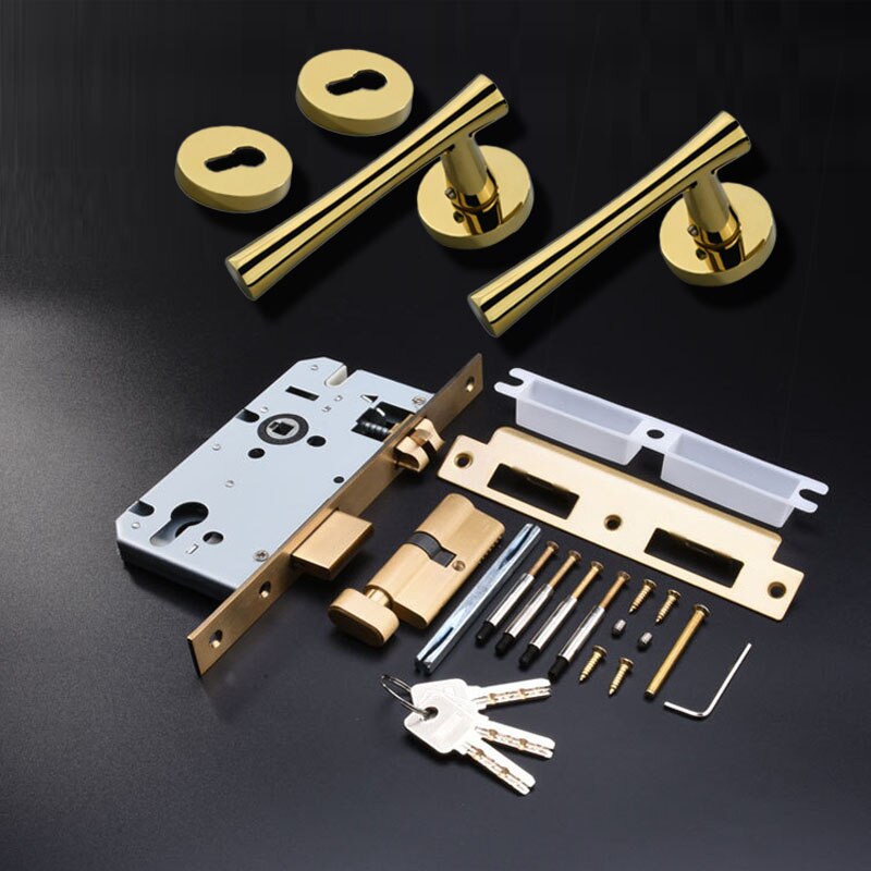 golden PVD cerradura silenciosa dividida dormitorio sólida aleación de zinc interior americano moderna cerradura silenciosa con 100% de latón