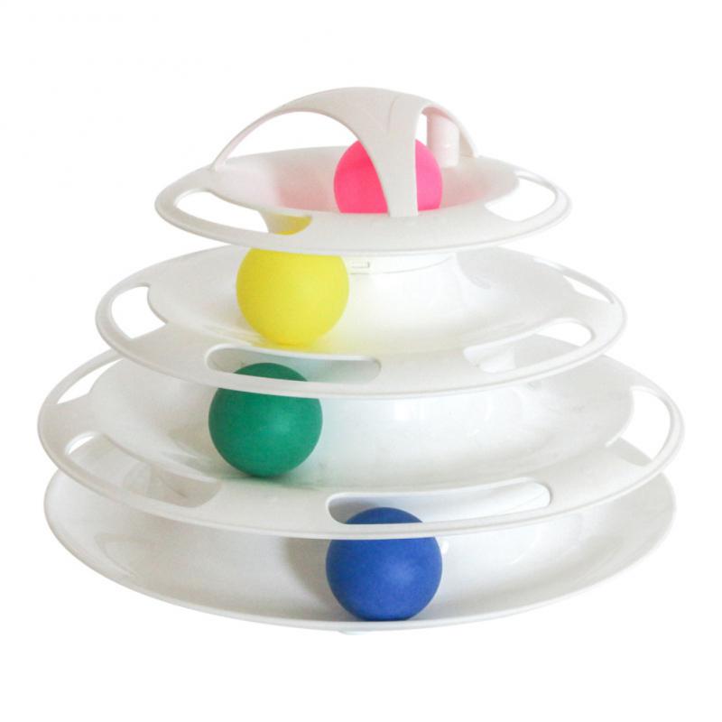 3/4 Levels Cat Toy Tower Training Amusement Plate Kitten Tower Tracks Disc Cat Intelligence Amusement Triple Disc Pet Products: 03