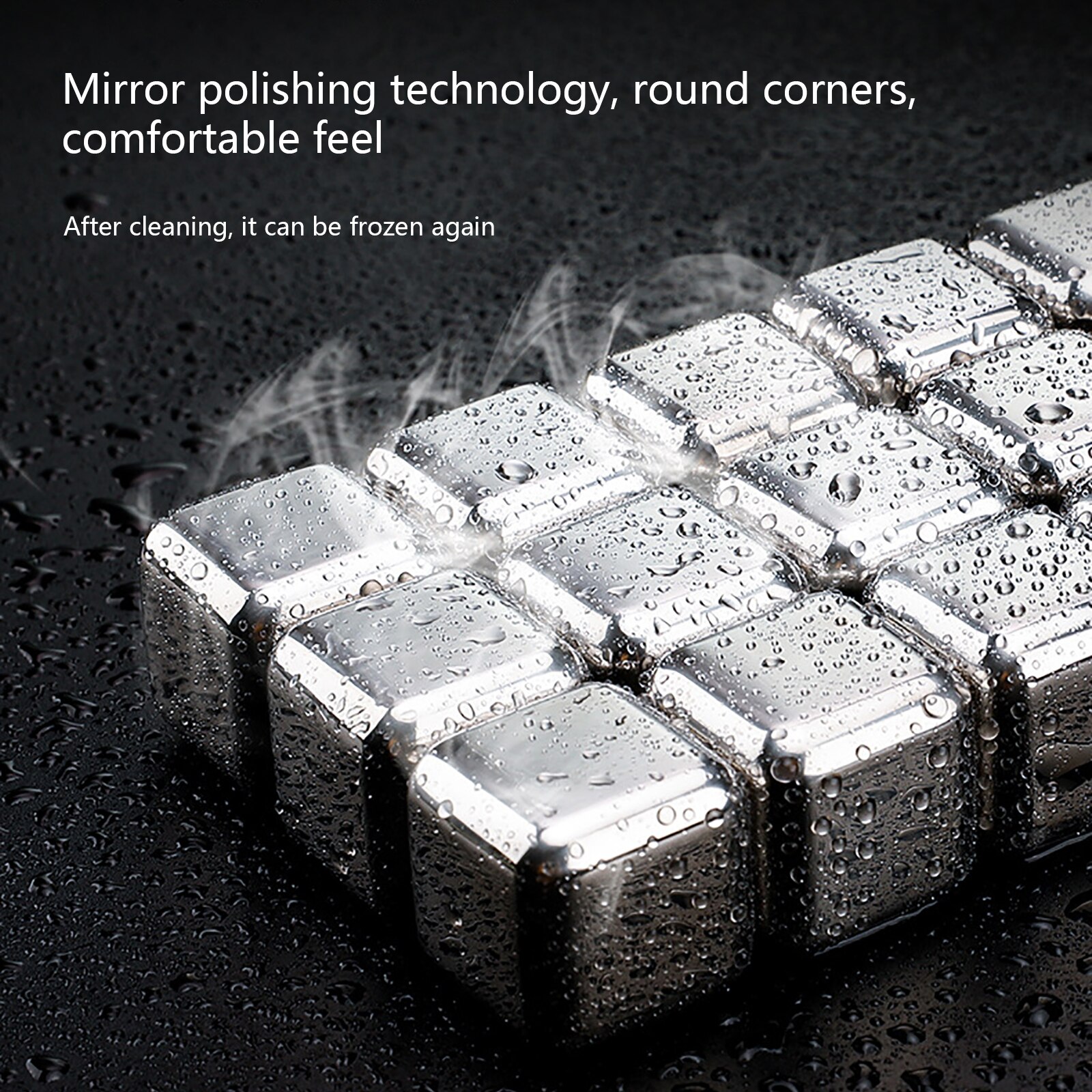 304 Stainless Steel Ice Cubes Simple Physical Cooling Solod Color Luxurious Reusable Clean Beverage Accessory