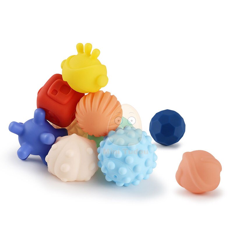 Baby gummiboll leksak spädbarn träning massage mjuk texturerad multi sensorisk beröring handboll set pedagogiska leksaker för barn