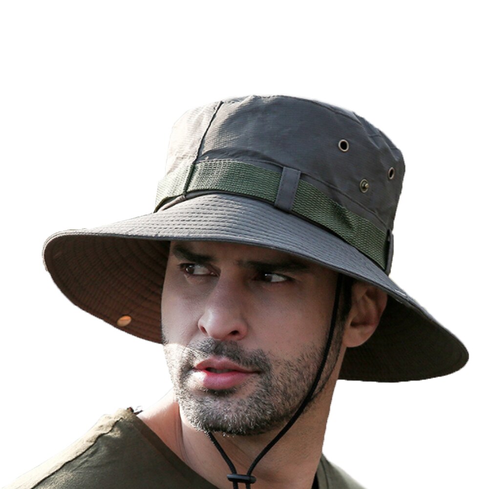 Men Outdoor Boonie Sun Hats Wide Brim UPF 50+ Sun Protection Breathable Hiking Camping Bucket Hat Black Gray Khaki: Army Green