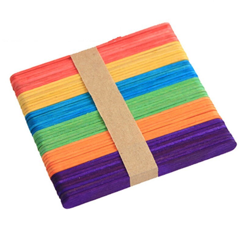 50pcs/lot DIY Child Handmade Wooden Stick Material Unfinished Wood Blank Puzzle Party Decoration Craft Supplies: Multicolor