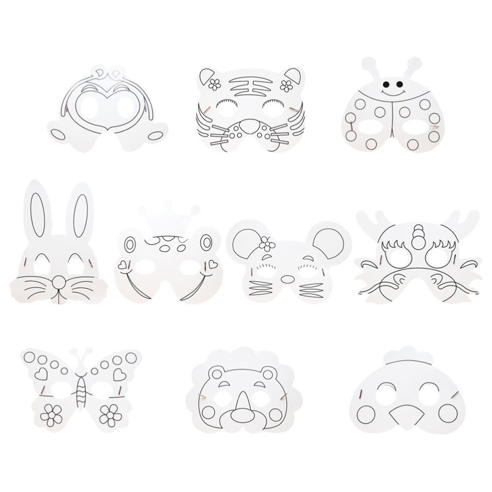 1 Set Van Diy Schilderen Board Kids Coloring Dawing Board Blank Board Diy Graffiti Materiaal (10Pcs Blank Masker)