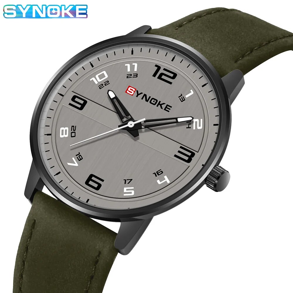 SYNOKE-reloj de cuarzo para hombre, cronógrafo Retro con correa de negocios, sencillo, deportivo, no mecánico: Verde