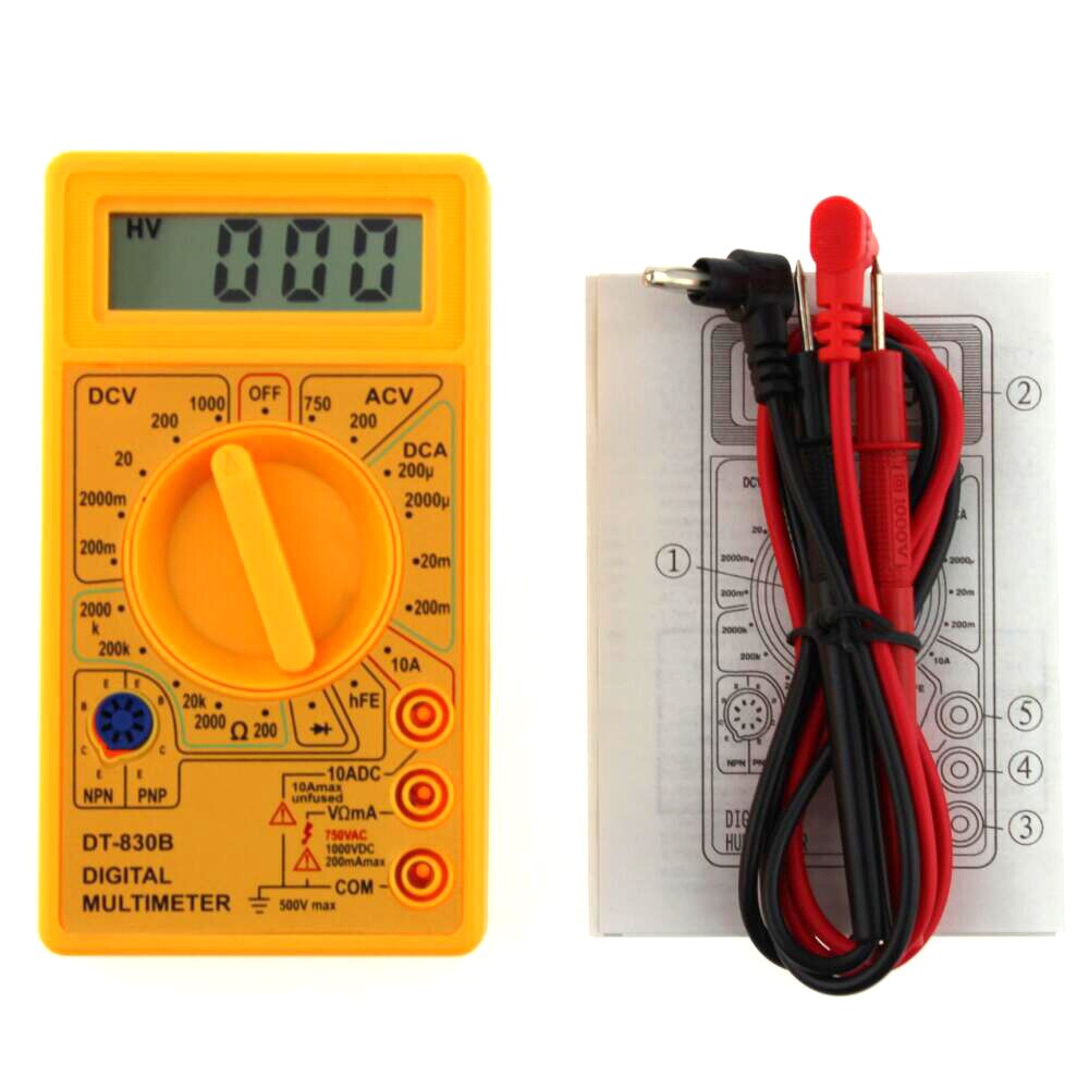 DT-830B lcd multímetro digital ac dc 750 1000v voltímetro amperímetro ohm testador medidor de multímetro digital ac dc casa tester: YELLOW