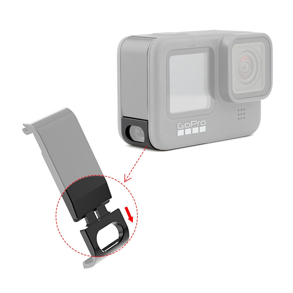 Voor Gopro 9 Oplaadbare Side Cover Aluminium Case Vervangende Batterij Deksel Deur Cover Voor Go Pro Hero9 Zwarte Accessoires