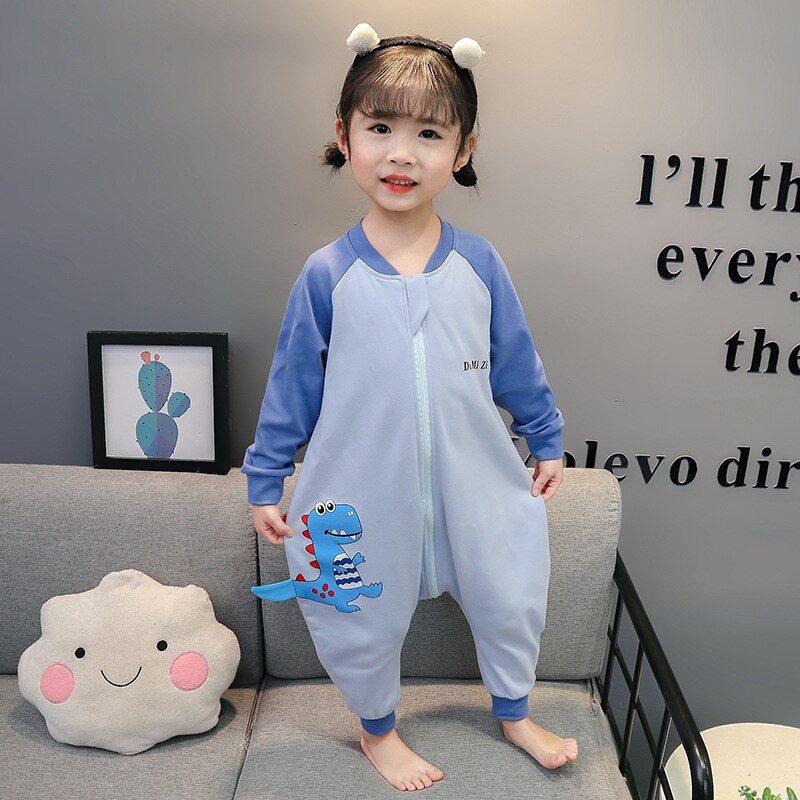 Barboteuse en coton pour -né, barboteuse, pyjama une pièce, couverture pour bébé, vêtements de nuit, printemps et été: Blue / 9M