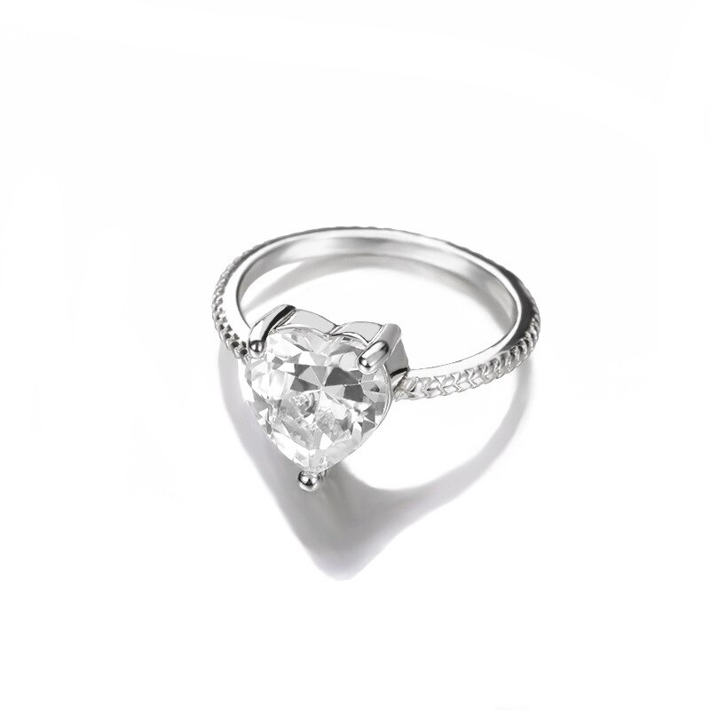 Romantische frauen Herz Ringe Luxus Herz-förmigen Zirkonia Vorschlag Engagement Ring Für Freundin ErkläSprosse Schmuck Neue: 02